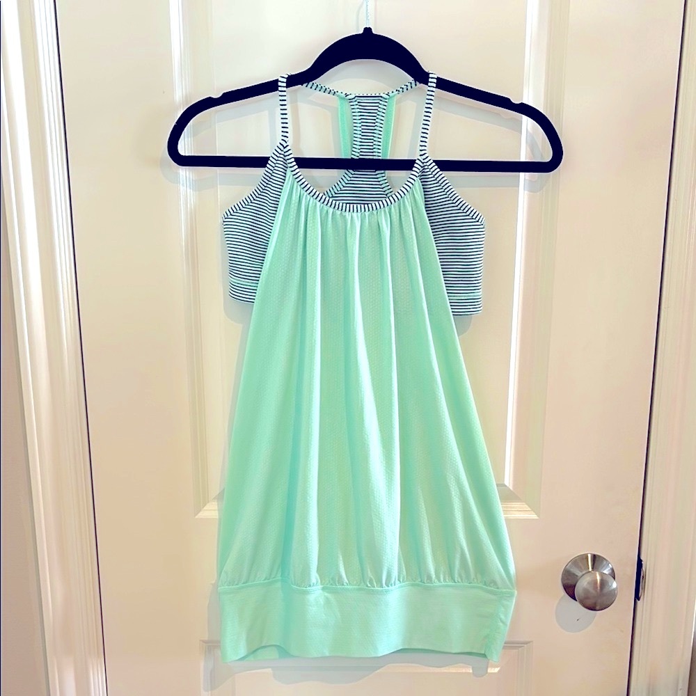 Lululemon size 6 Mint Green Striped yoga tank